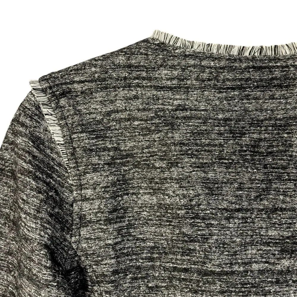 BANANA REPUBLIC Small Asymmetrical‎ Black Gray Tweed Jacket Fringe Career Casual